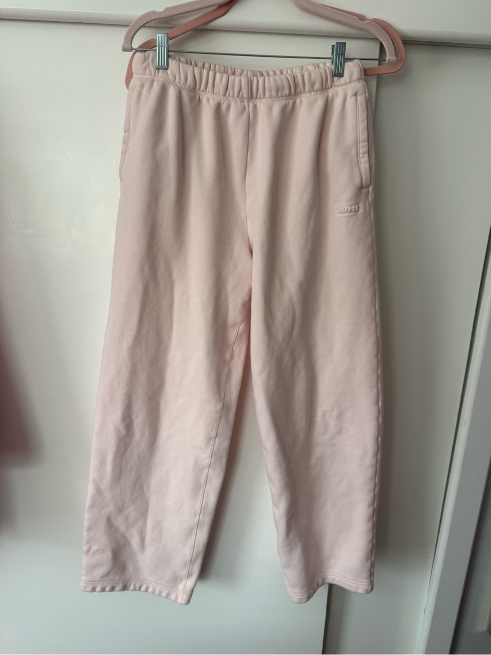Skims Cotton Fleece Straight Leg Sweatpants in Barely Pink